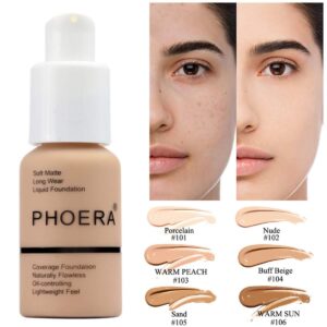 PHOERA Full Coverage Matte Liquid Foundation – Long-Lasting, Lightweight & Oil-Free Makeup for Flawless Skin
