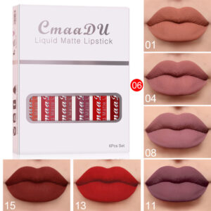 CmaaDU Liquid Matte Lipstick Set – 6 Long Lasting Waterproof Shades | Non-Stick, Smudge-Proof, Velvet Finish Lip Gloss Gift Kit